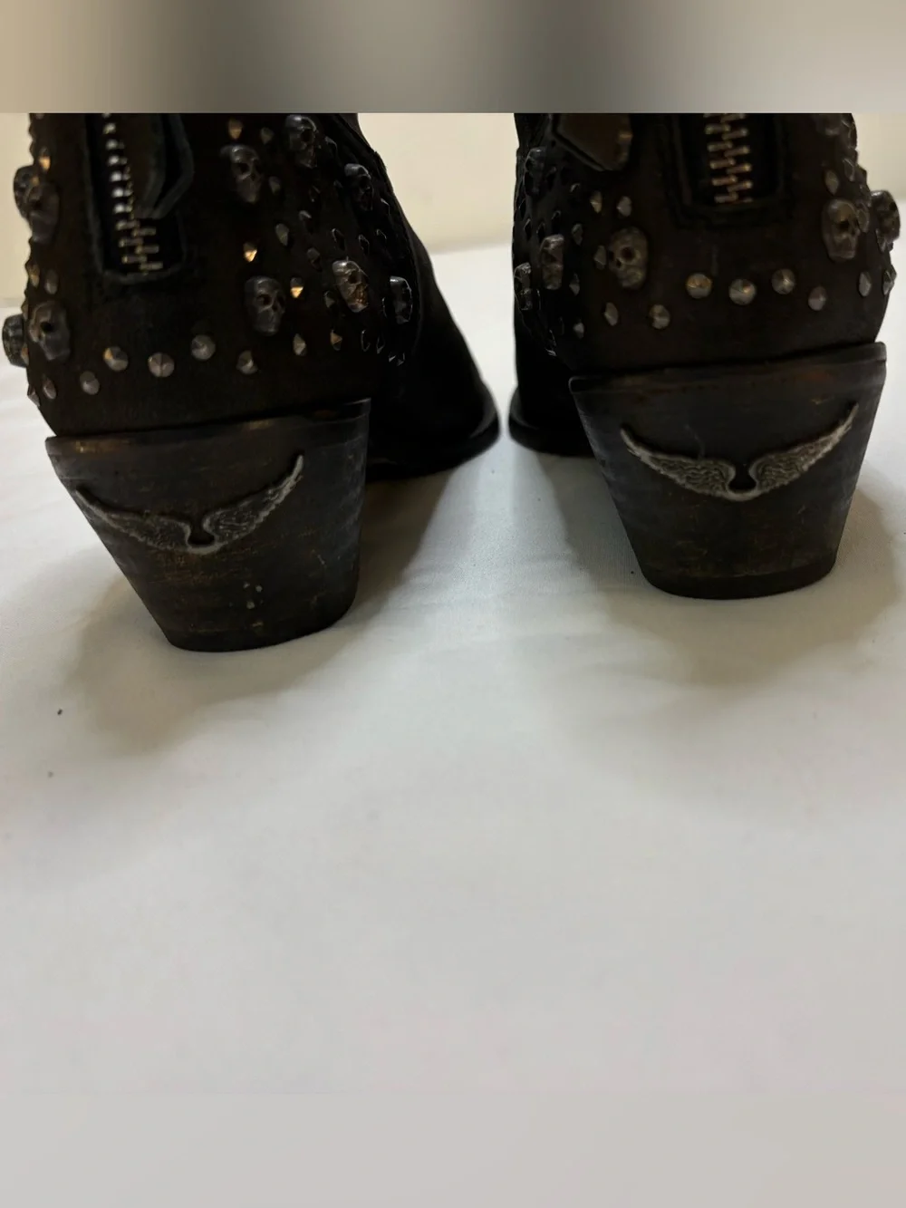 Zadig & Voltaire Teddy Black Leather Skull Studded Ankle Boots Women’s 39 - Picture 8 of 14